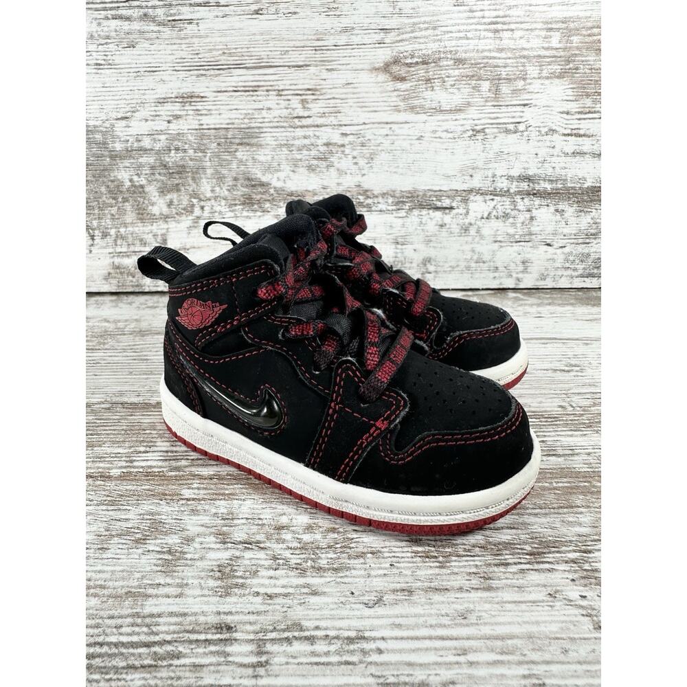 Toddler Nike Air Jordan 1 Mid 'Fearless' Black/Red Sneakers Sz 5C Athletic